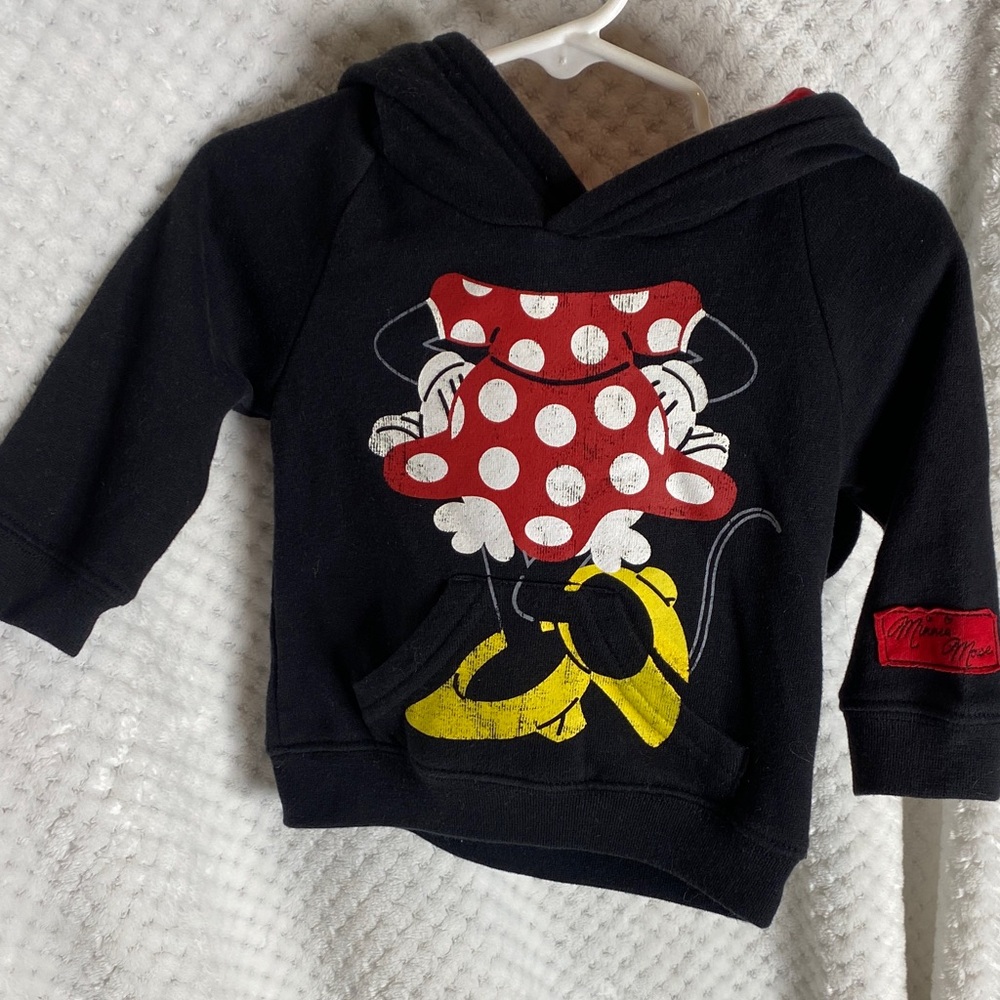 Disney Black Minnie Mouse Hoodie with Red and Yellow Accents